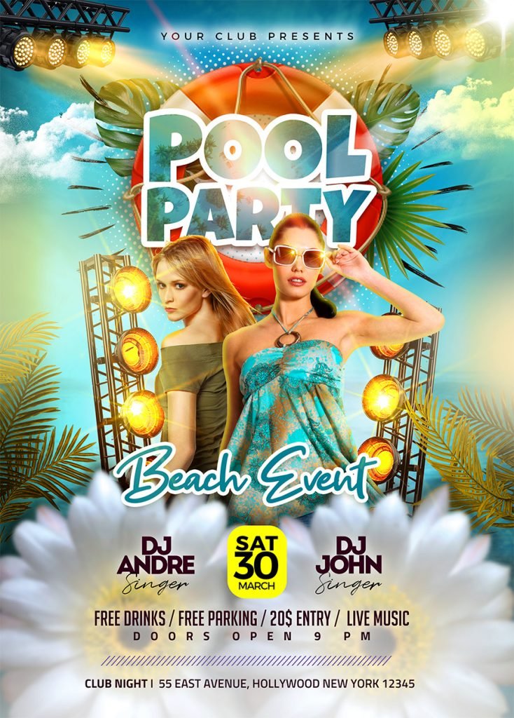 Beach Pool Event Party Flyer PSD