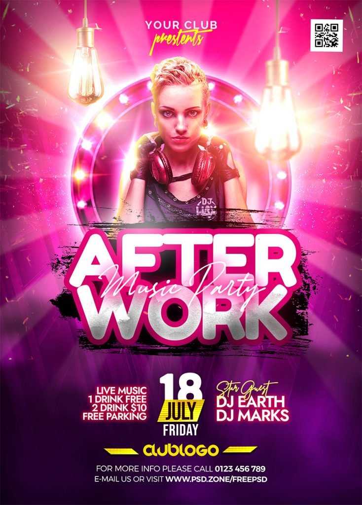 Weekend Night Club Event Party Flyer PSD