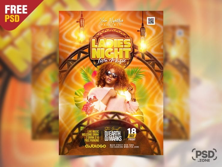 Ladies Night Club Party Flyer PSD Template