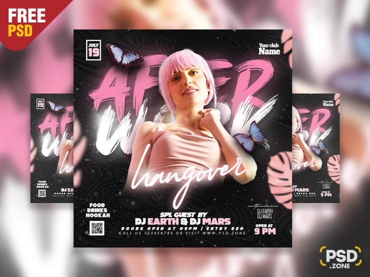 After Work Hangover Party Social Media post PSD