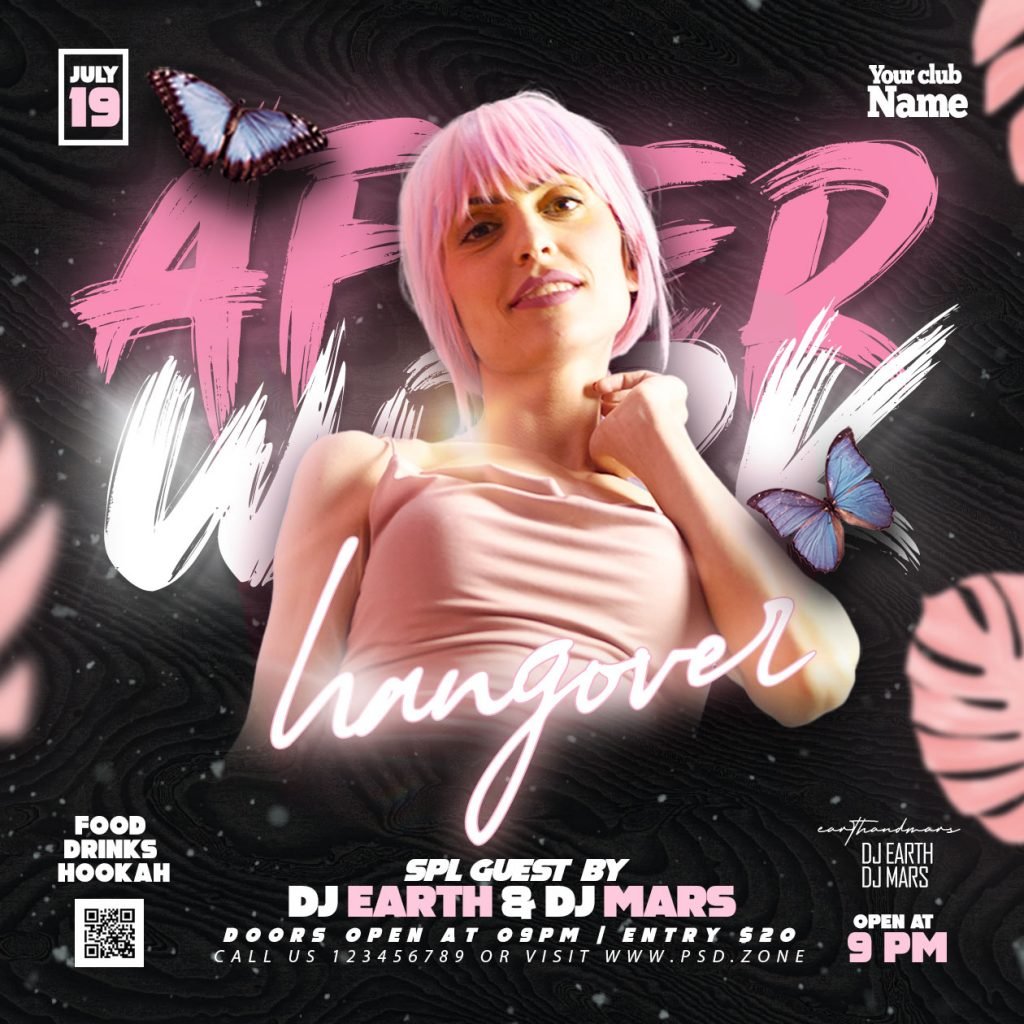 After Work Hangover Party Social Media post PSD