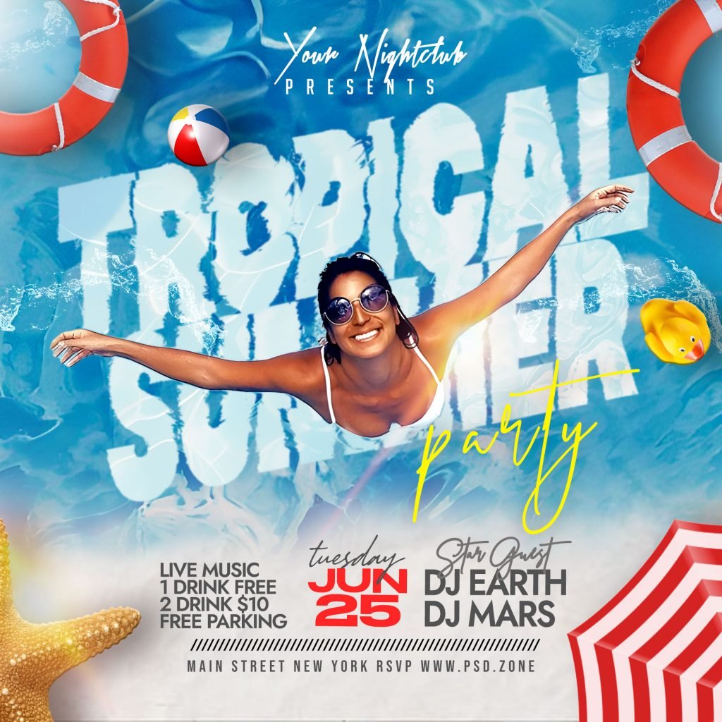 Tropical Party Night Club Instagram Post PSD