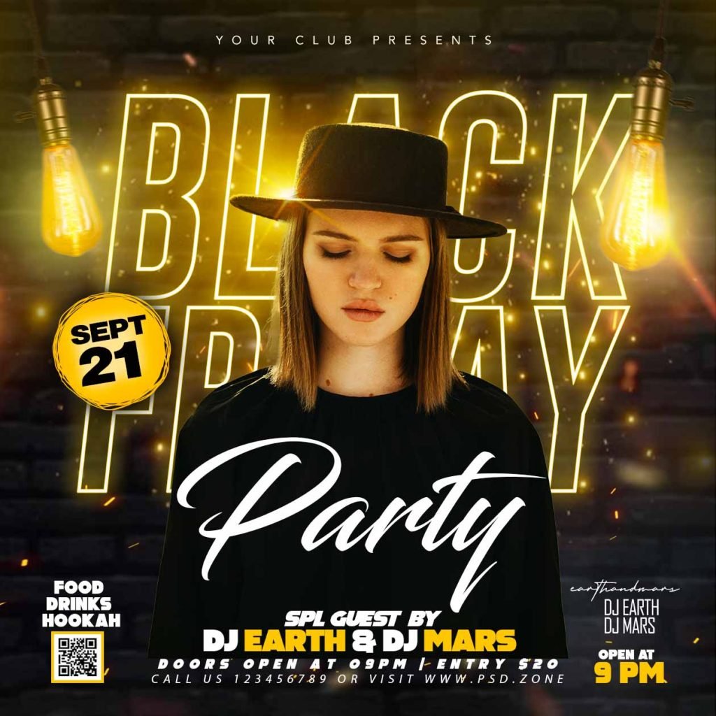 Black Friday party social media post PSD
