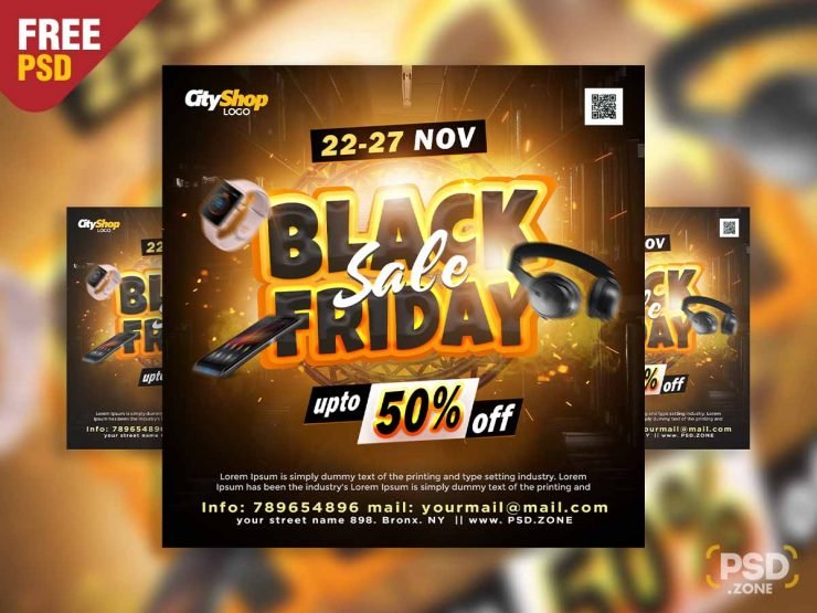 Black Friday sale social media post PSD