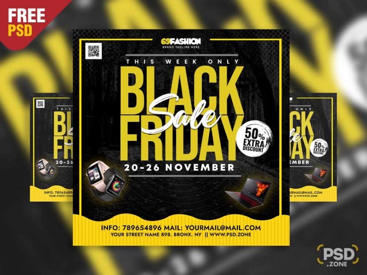 Black Friday season sale social media post PSD
