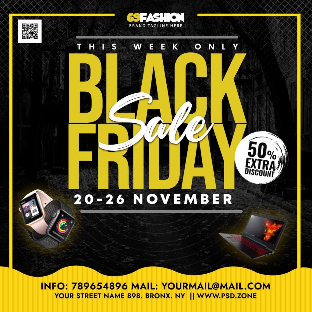 Black Friday season sale social media post PSD