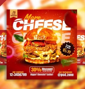 Burger Restaurant Social Media Post PSD