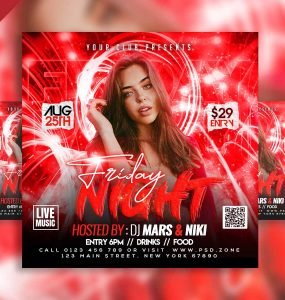 Friday Night Party Social Media Post PSD