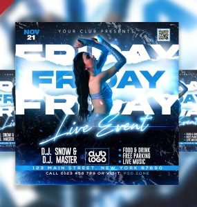 Friday Live Event Party Social Media Post PSD