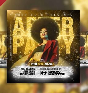 Golden After Party Social Media Post PSD