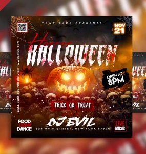 Horror Halloween Party Social Media Post PSD