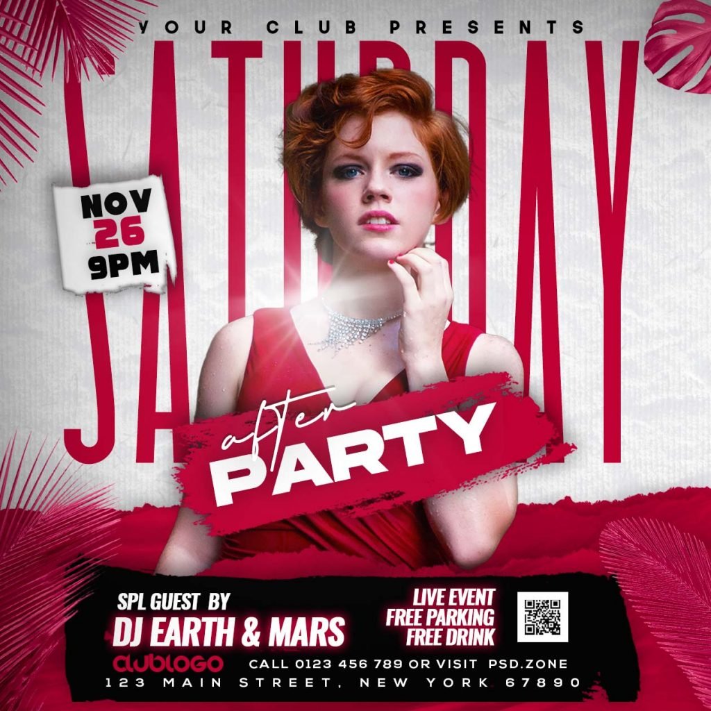 Saturday After Party Social Media Post PSD