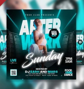 Sunday After Work Party Instagram Post PSD