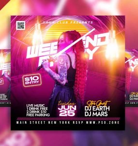 Weekend Party Social Media post PSD