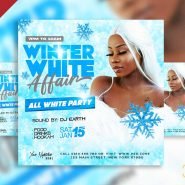 Winter white all white party social media post PSD