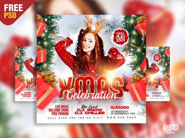 Christmas celebration social media post PSD