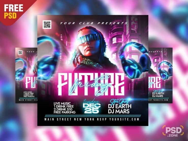 Future friday party social media post PSD