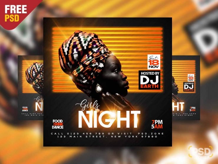 Girls night social media post PSD