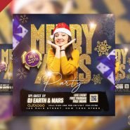 Merry Christmas party social media post PSD