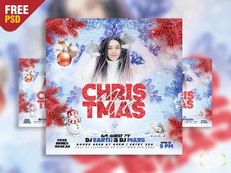 Merry Christmas social media post PSD