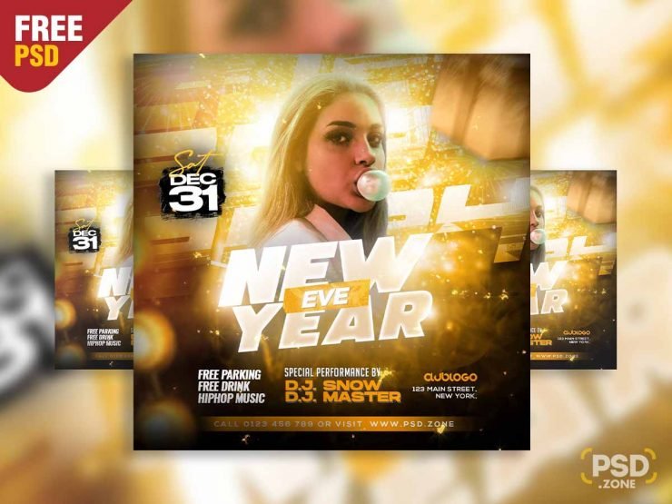 2024 new year eve social media post PSD