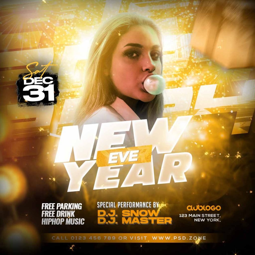 2024 new year eve social media post PSD