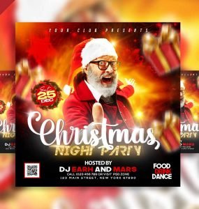 Christmas night party social media post PSD