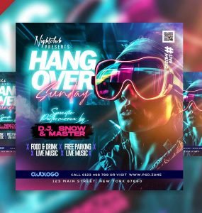 Hangover sunday social media post PSD