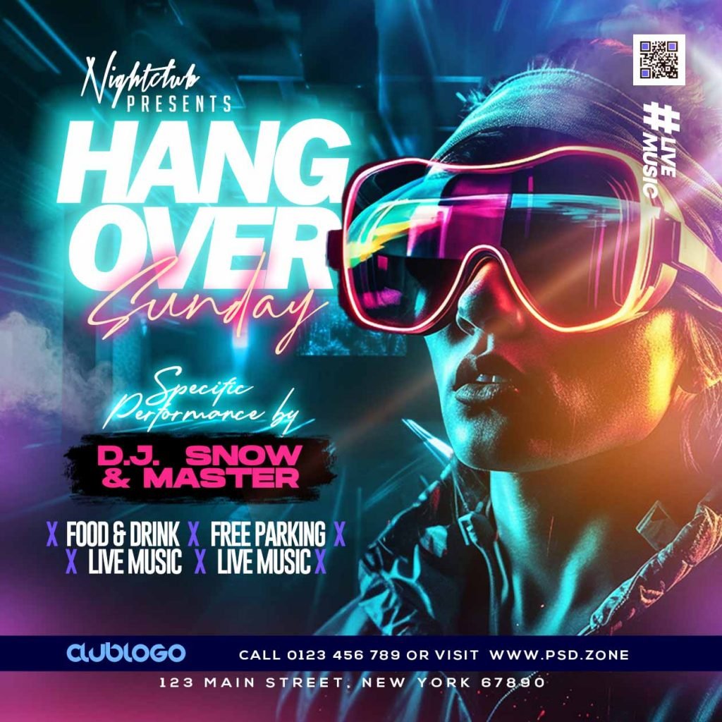 Hangover sunday social media post PSD