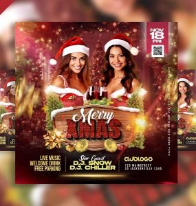 Merry christmas party instagram post PSD