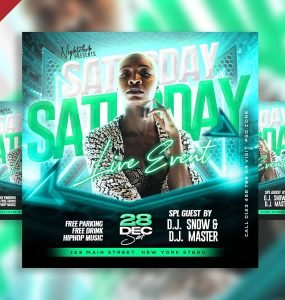 Saturday live event party social media post PSD