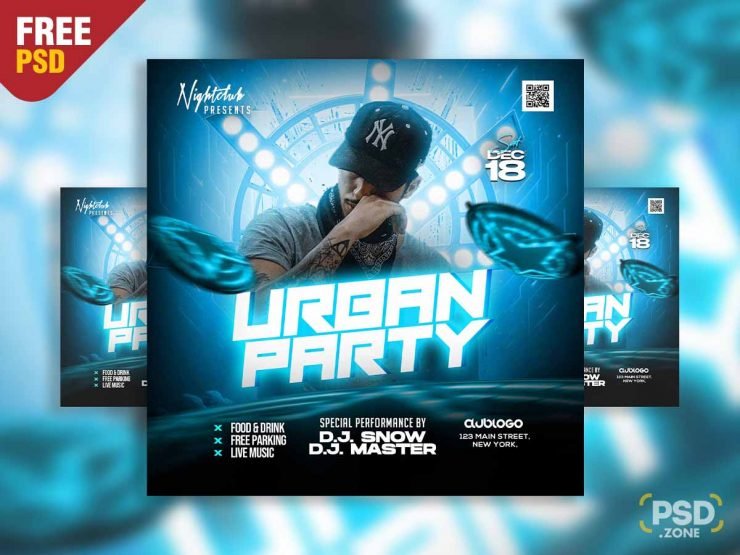 Urban party social media post PSD