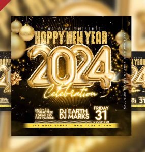 2024 new year celebration instagram post PSD