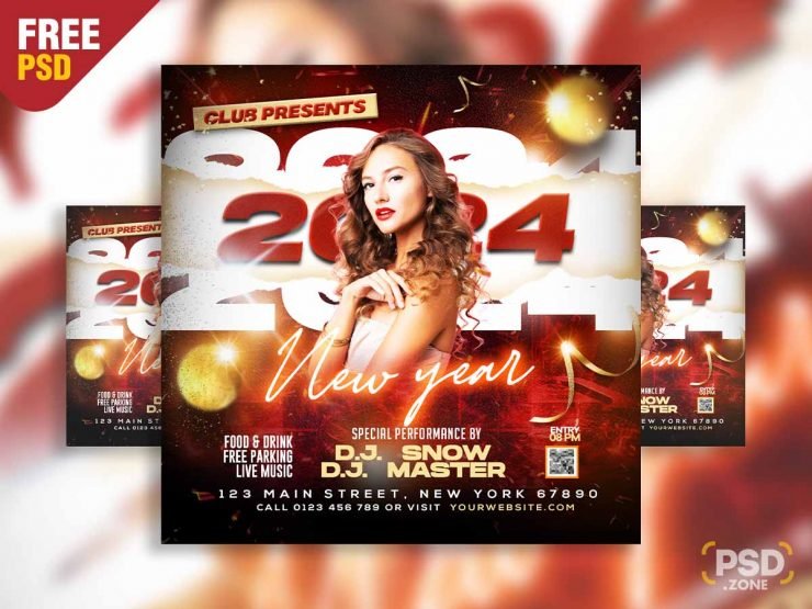 2024 new year event social media post PSD