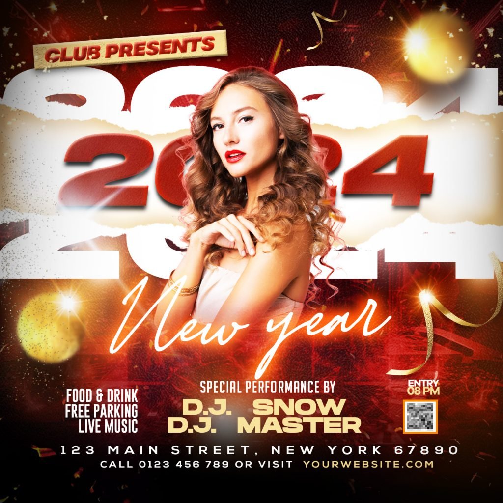 2024 new year event social media post PSD