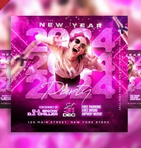 2024 new year party instagram post PSD