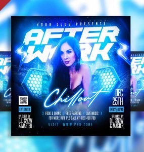 After work chillout party social media post PSD