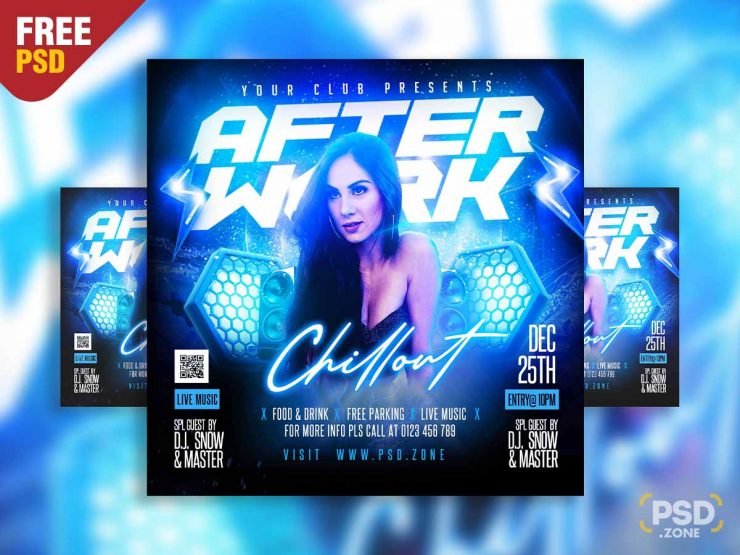 After work chillout party social media post PSD