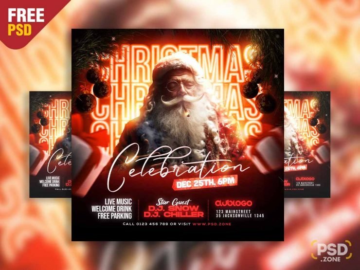 Christmas celebration instagram post PSD