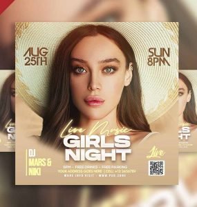 Girls night live music social media post PSD