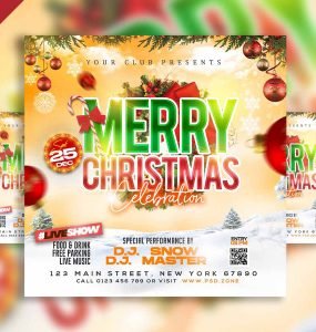 Merry chirstmas celebration social media post PSD