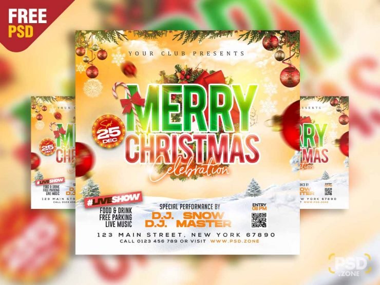 Merry chirstmas celebration social media post PSD