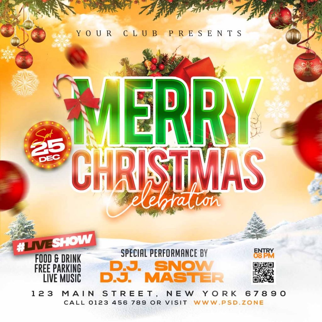 Merry chirstmas celebration social media post PSD