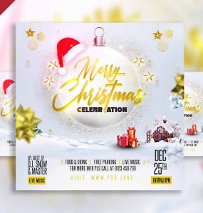 Merry christmas celebration event social media post PSD