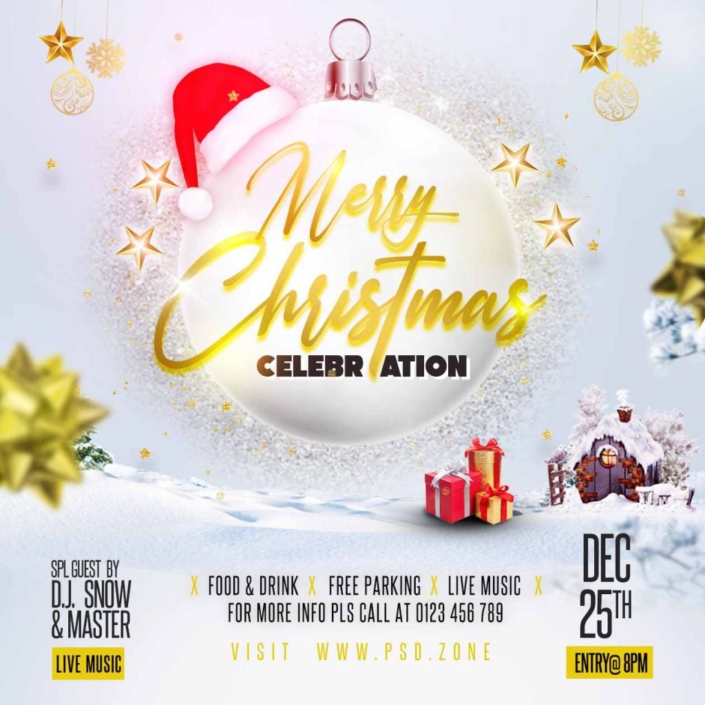 Merry christmas celebration event social media post PSD