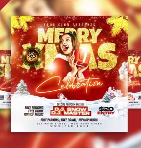 Merry christmas celebration social media post PSD
