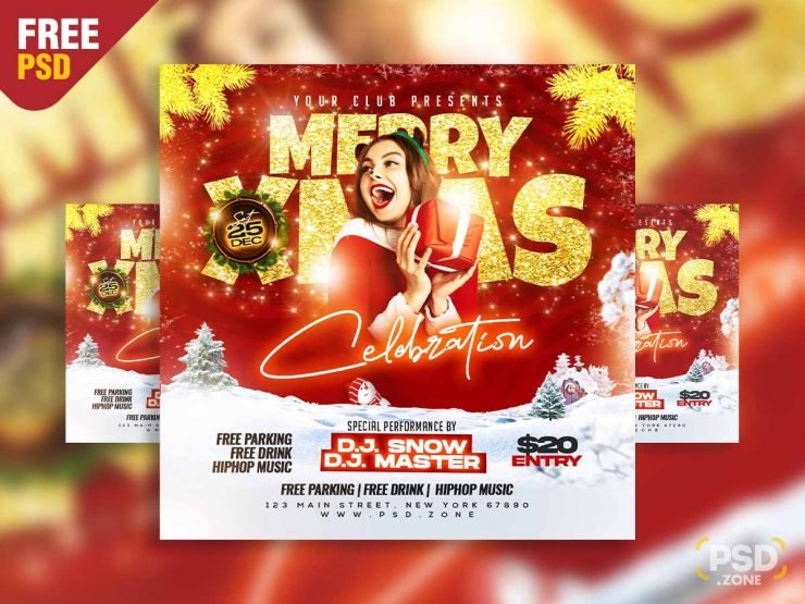Merry christmas celebration social media post PSD
