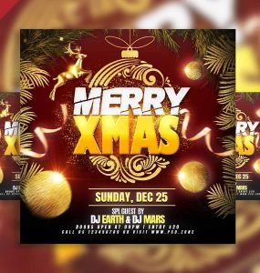 Merry Christmas celebration event social media post PSD