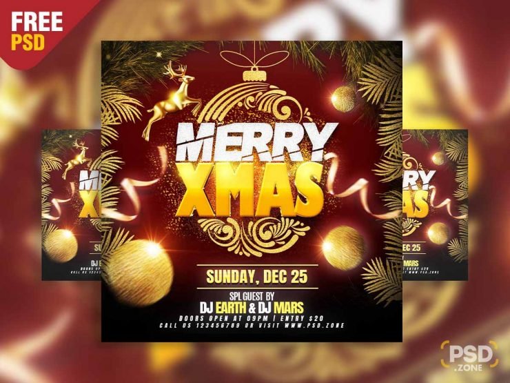 Merry Christmas celebration event social media post PSD