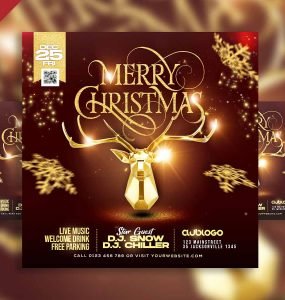 Merry christmas event social media post PSD